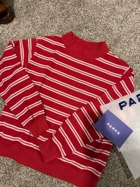 Parke Red and White Valentine Mockneck